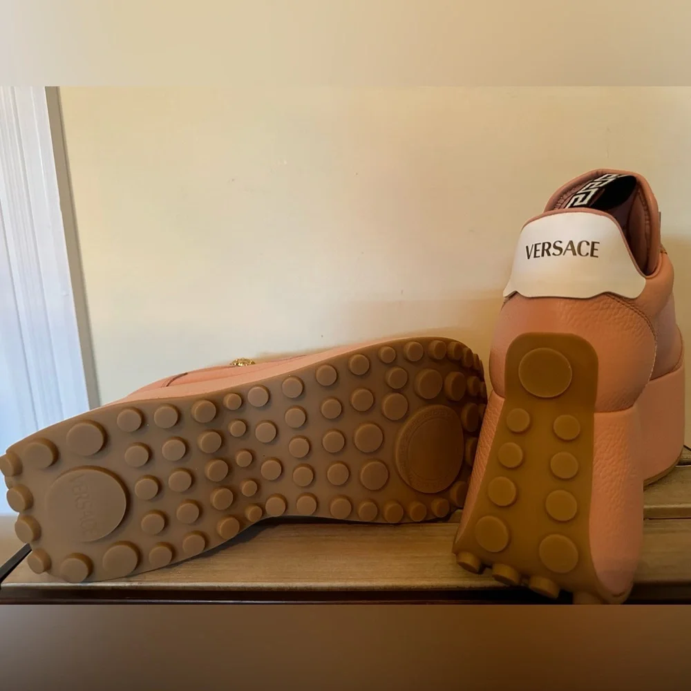 Versace 80mm Triplatform platform leather & suede sneakers NEW (AUTHENTIC) - Picture 10 of 16